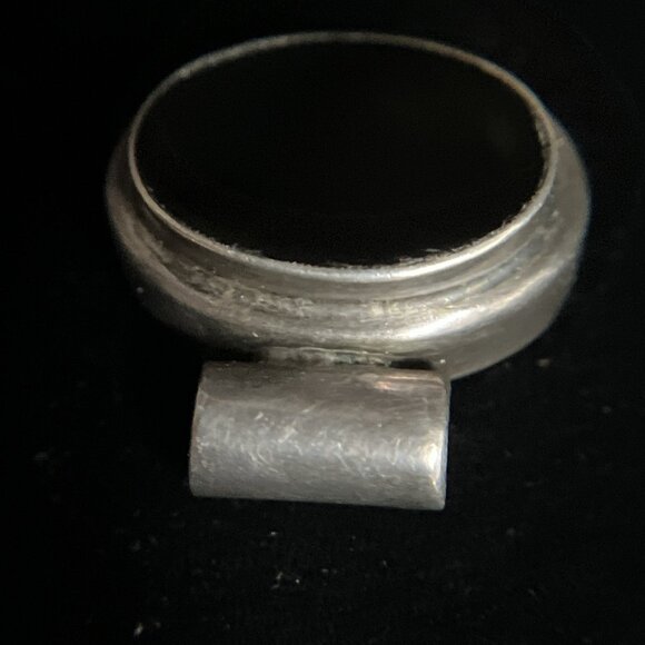 Vintage 925 Sterling Silver Onyx Modernist Slide Pendant 7.3g Artist Signed - Picture 7 of 11